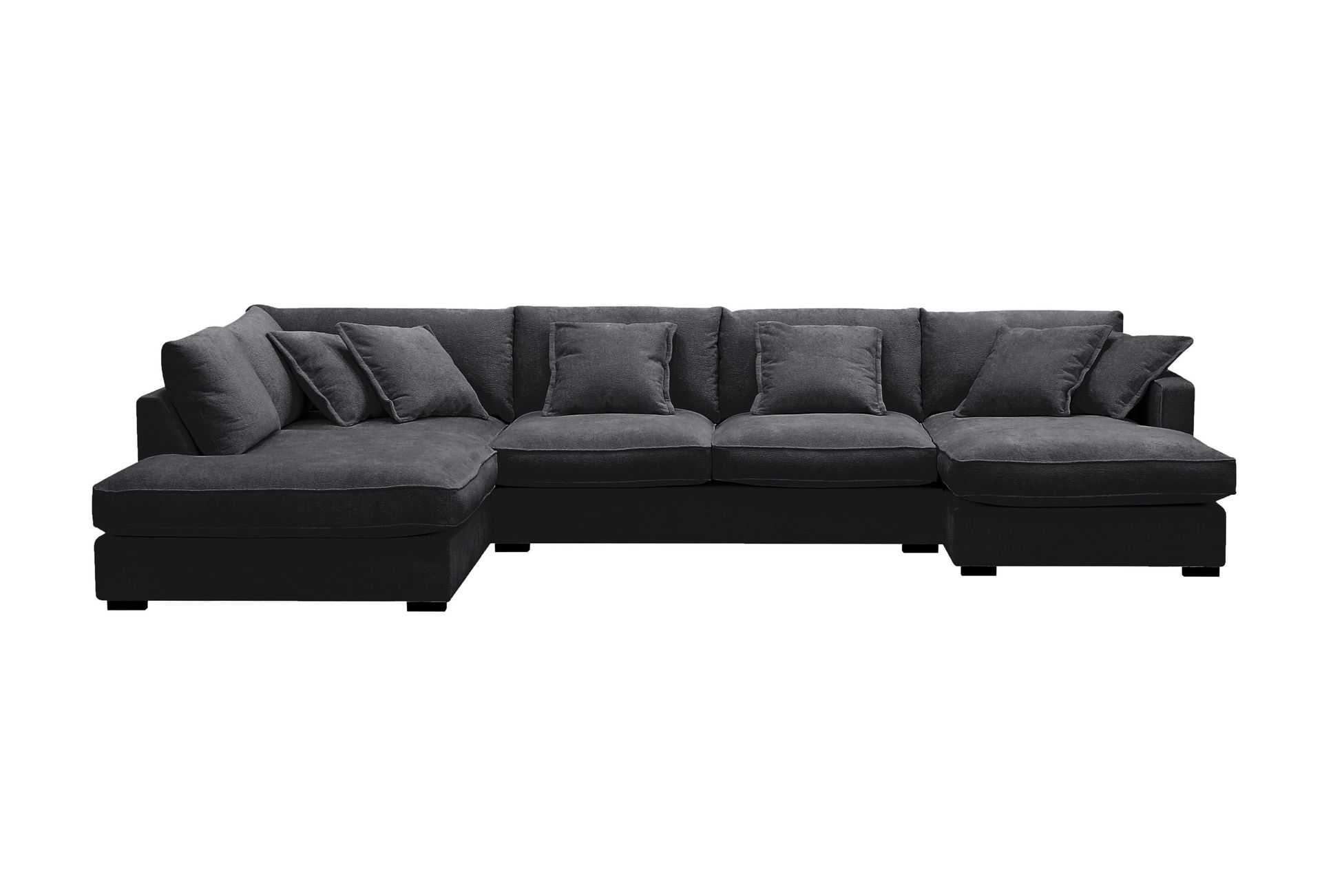 Rossita Lyx 5-seters venstrevendt U-formet ekstra dyp sofa med divan og sjeselong i chenille - Svart