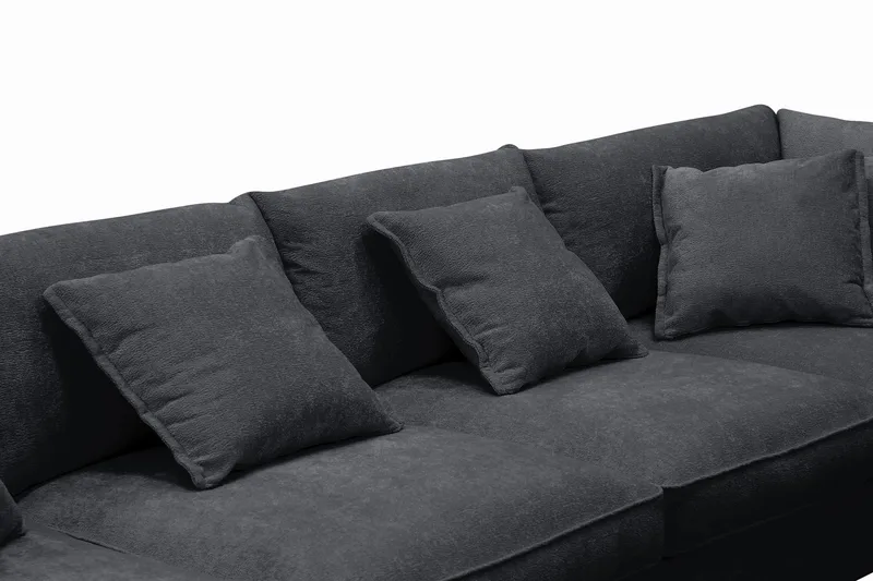 Rossita Lyx 5-seters venstrevendt U-formet ekstra dyp sofa med divan og sjeselong i chenille - Svart - Møbler - Sofaer - U-sofa