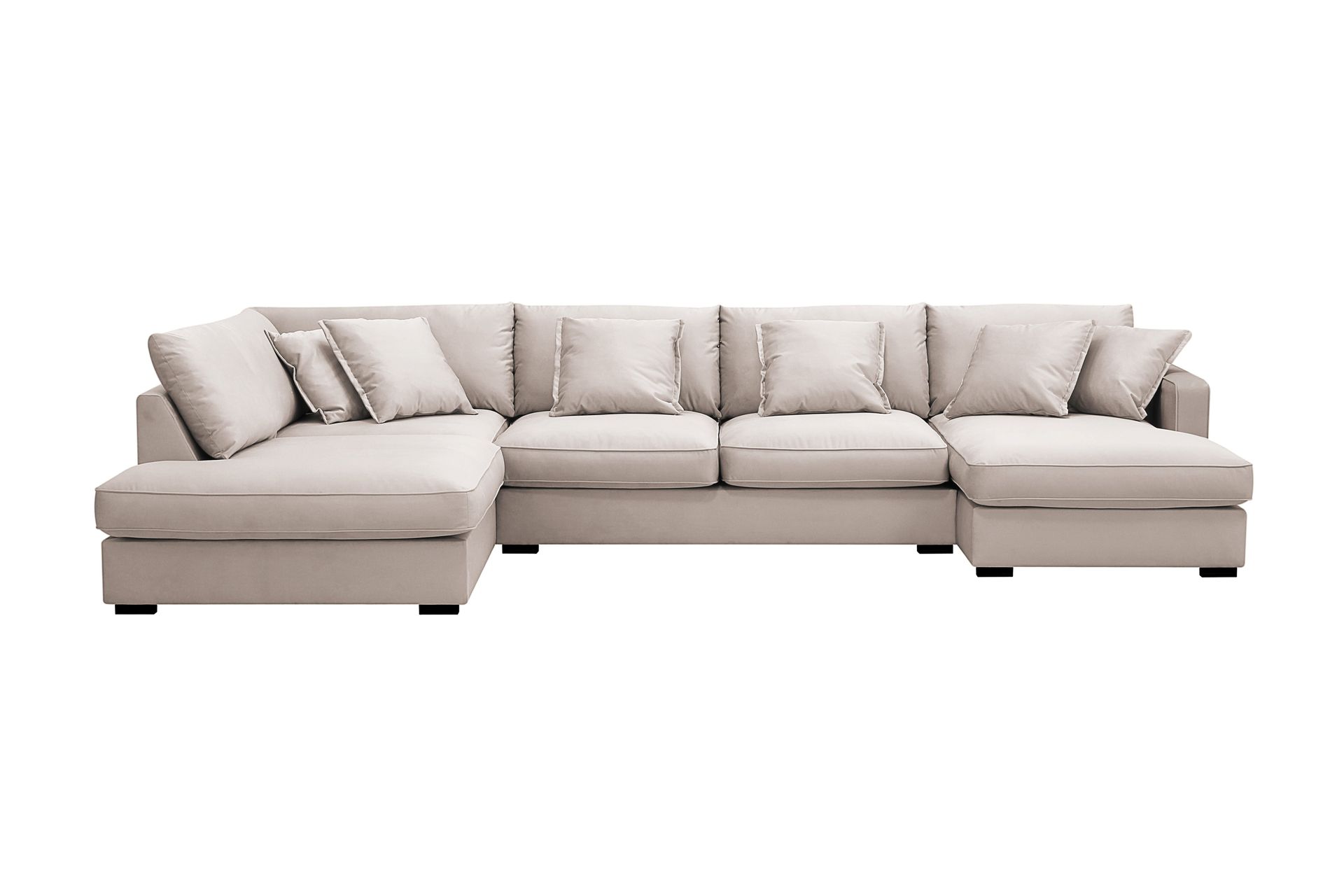 Rossita Lyx 5-seters venstrevendt U-formet ekstra dyp sofa med divan og sjeselong i fløyel - Beige