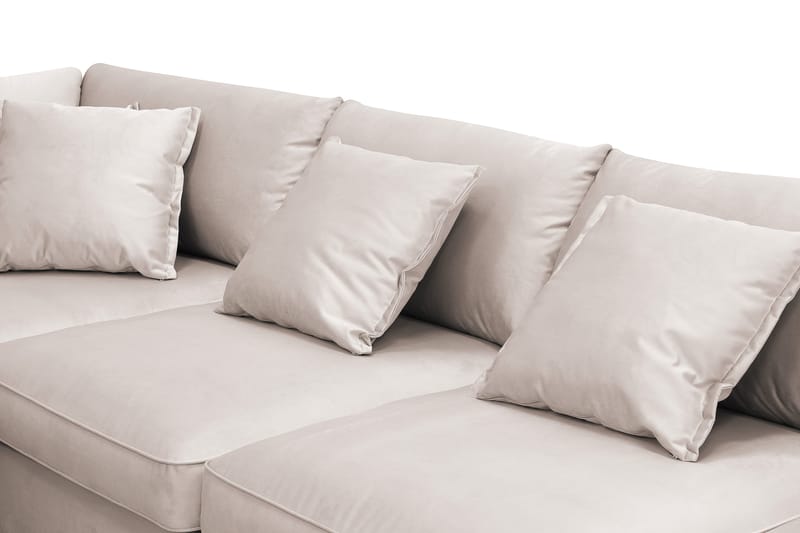 Rossita Lyx 5-seters venstrevendt U-formet ekstra dyp sofa med divan og sjeselong i fløyel - Beige - Møbler - Sofaer - U-sofa