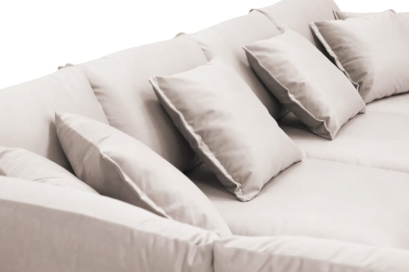 Rossita Lyx 5-seters venstrevendt U-formet ekstra dyp sofa med divan og sjeselong i fløyel - Beige - Møbler - Sofaer - U-sofa