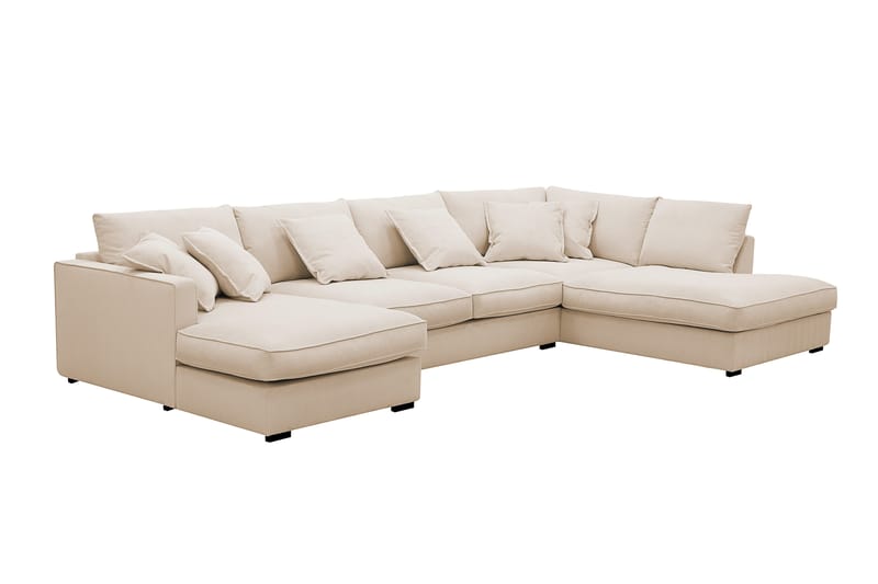 Rossita Lyx 5-seters venstrevendt U-formet ekstra dyp sofa med divan og sjeselong i manchester - Beige - Møbler - Sofaer - U-sofa