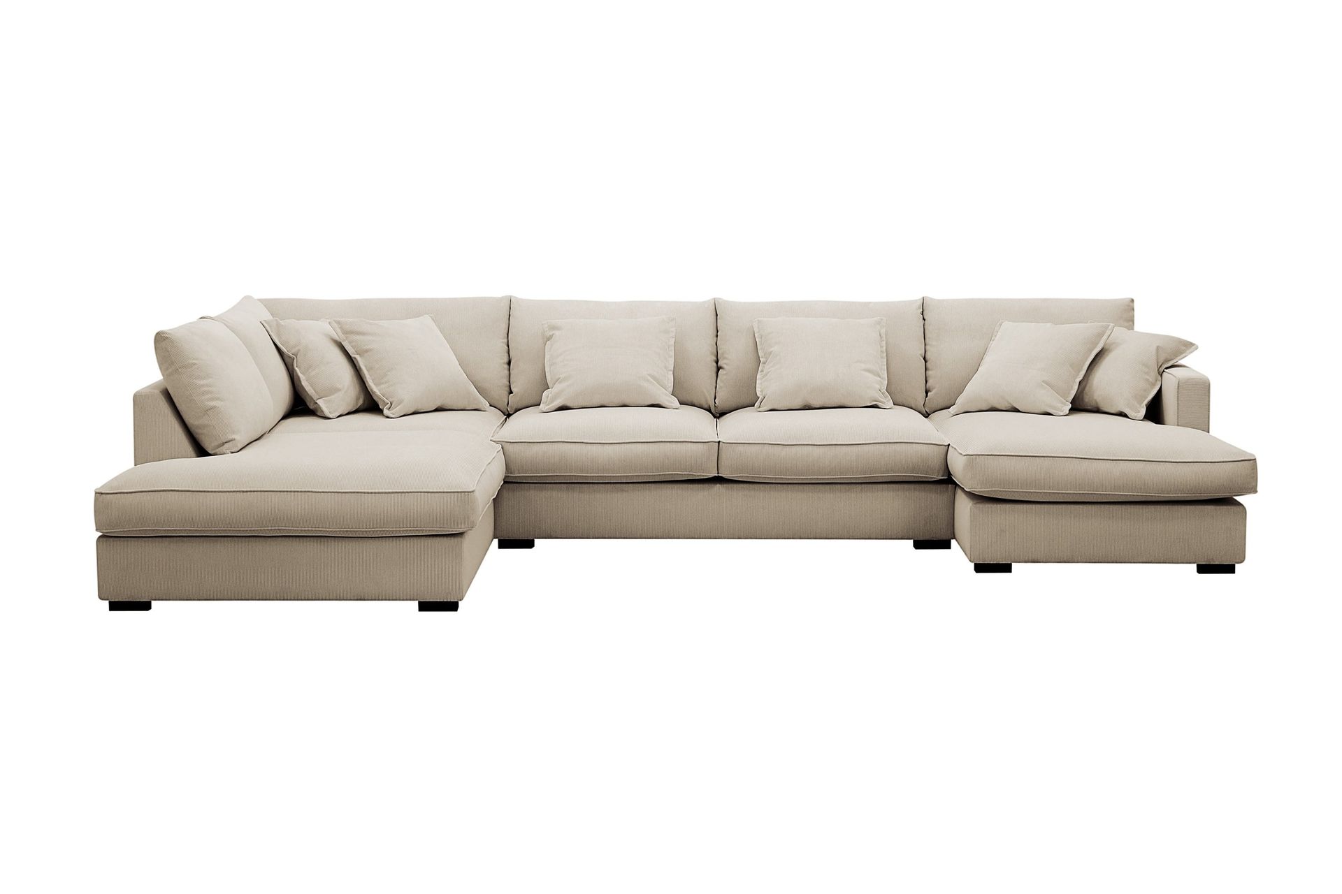 Rossita Lyx 5-seters venstrevendt U-formet ekstra dyp sofa med divan og sjeselong i manchester - Krem