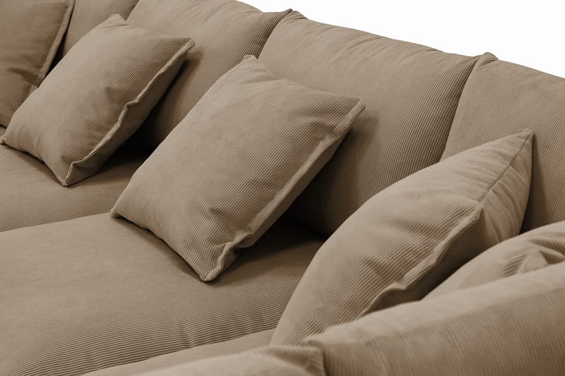 Rossita Lyx 5-seters venstrevendt U-formet ekstra dyp sofa med divan og sjeselong i manchester - Lysebrun - Møbler - Sofaer - U-sofa