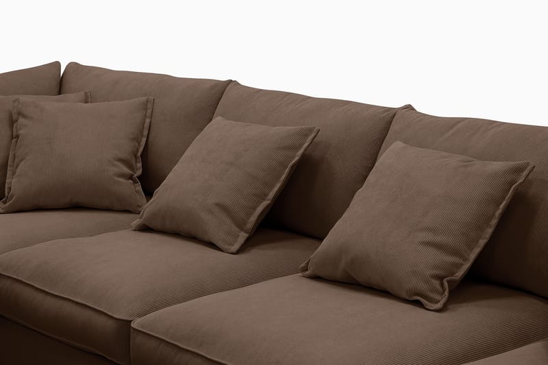 Rossita Lyx 5-seters venstrevendt U-formet ekstra dyp sofa med divan og sjeselong i manchester - Mørkebrun - Møbler - Sofaer - U-sofa