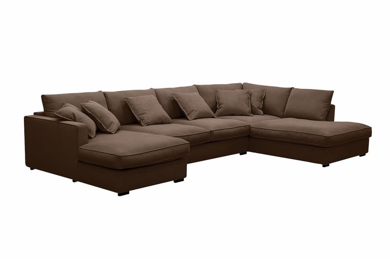 Rossita Lyx 5-seters venstrevendt U-formet ekstra dyp sofa med divan og sjeselong i manchester - Mørkebrun - Møbler - Sofaer - U-sofa