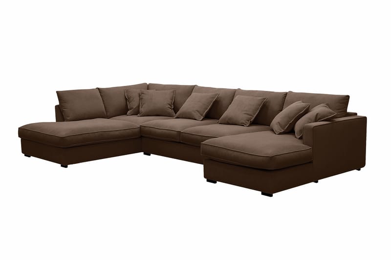 Rossita Lyx 5-seters venstrevendt U-formet ekstra dyp sofa med divan og sjeselong i manchester - Mørkebrun - Møbler - Sofaer - U-sofa