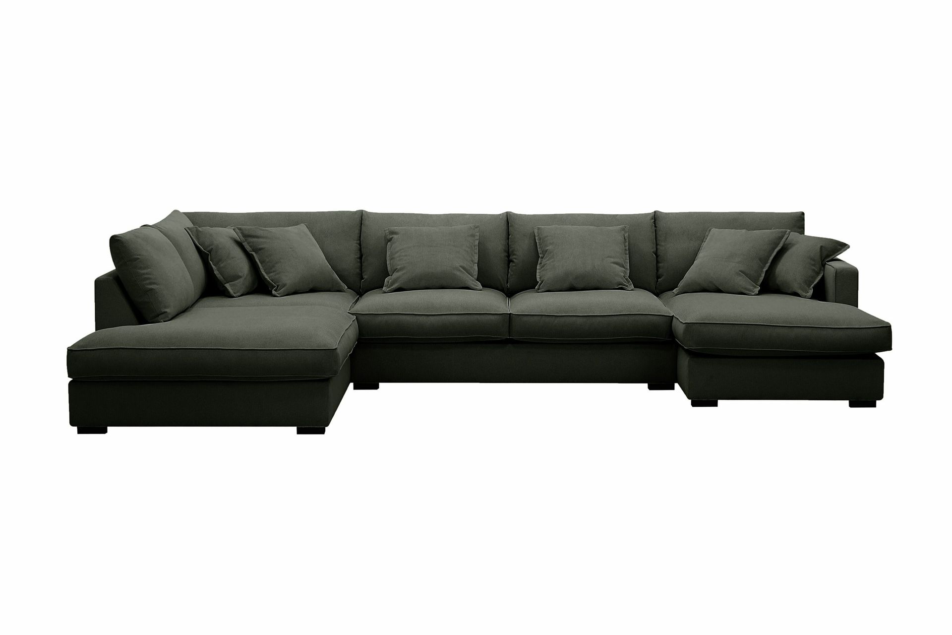 Rossita Lyx 5-seters venstrevendt U-formet ekstra dyp sofa med divan og sjeselong i manchester - Mørkegrønn