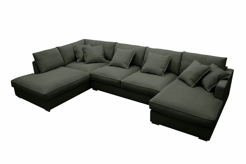 Rossita Lyx 5-seters venstrevendt U-formet ekstra dyp sofa med divan og sjeselong i manchester - Mørkegrønn - Møbler - Sofaer - U-sofa