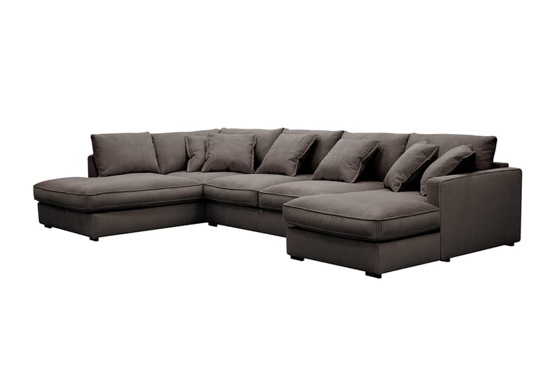 Rossita Lyx 5-seters venstrevendt U-formet ekstra dyp sofa med divan og sjeselong i manchester - Taupe - Møbler - Sofaer - U-sofa