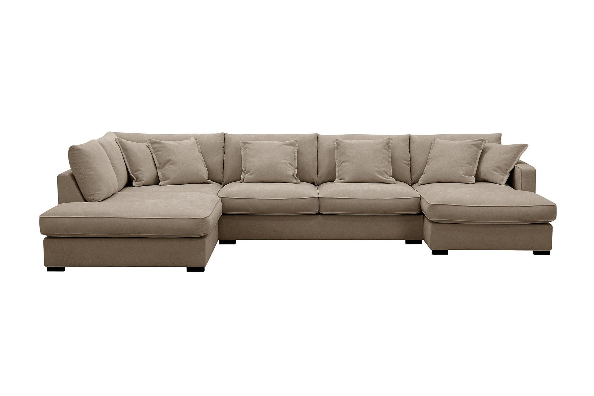 Rossita Lyx 5-seters venstrevendt U-formet ekstra dyp sofa med divan og sjeselong i stoff - Brun