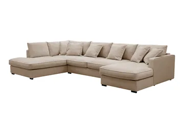 Rossita Lyx 5-seters venstrevendt U-formet ekstra dyp sofa med divan og sjeselong i stoff - Lysebrun - Møbler - Sofaer - U-sofa