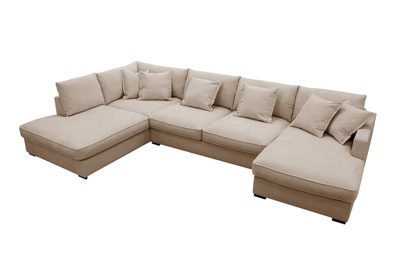 Rossita Lyx 5-seters venstrevendt U-formet ekstra dyp sofa med divan og sjeselong i stoff - Lysebrun - Møbler - Sofaer - U-sofa