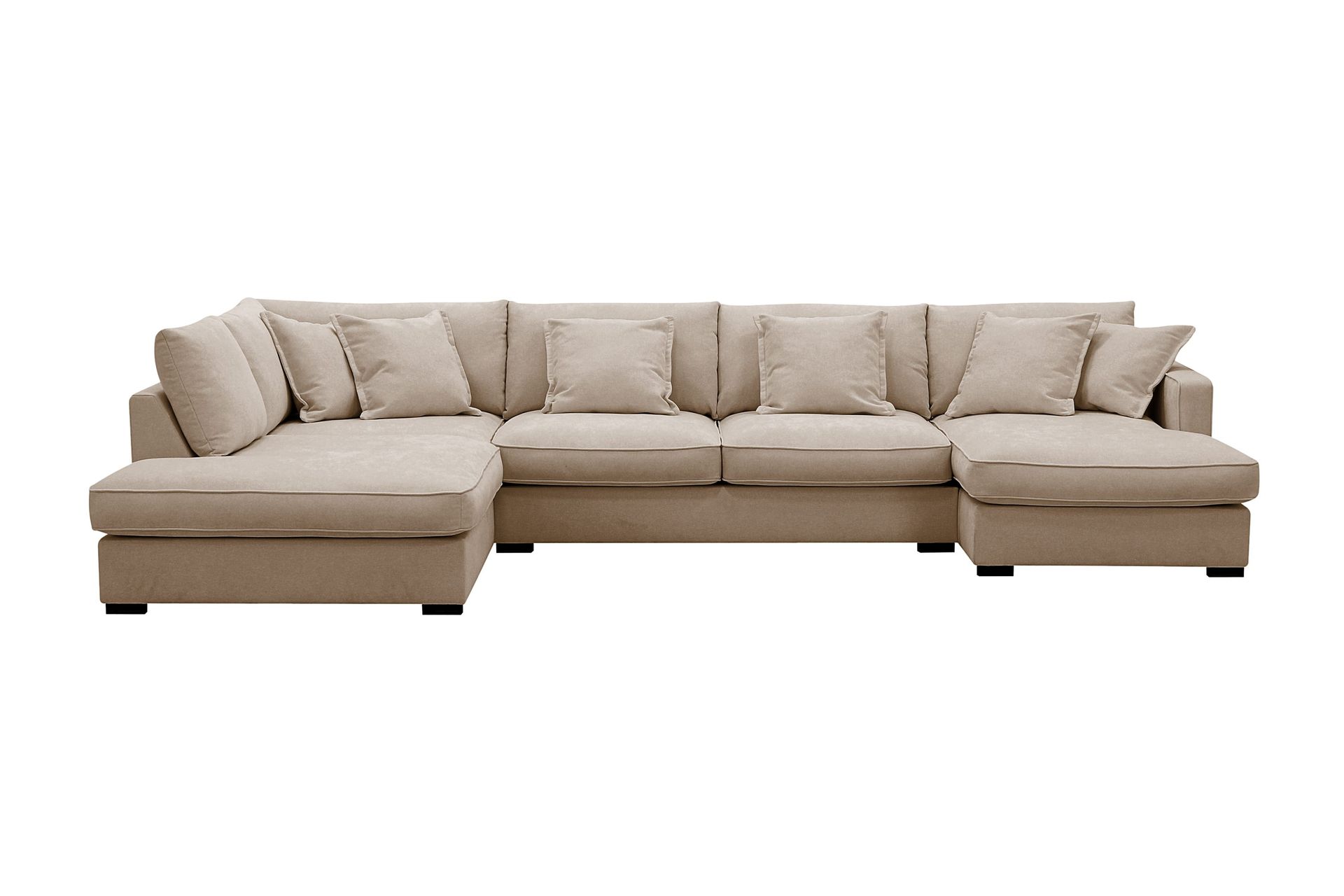Rossita Lyx 5-seters venstrevendt U-formet ekstra dyp sofa med divan og sjeselong i stoff - Lysebrun