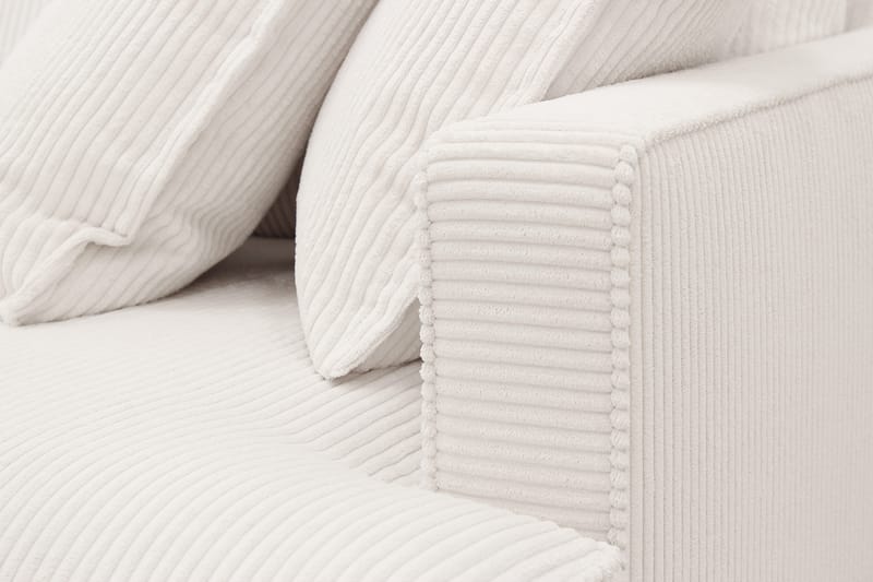 Rossita Lyx 6-seter Høyrevendt U-formet Ekstra dyp Sofa med Divan og Sjeselong i Kordfløyel - Naturhvit - Møbler - Sofaer - U-sofa