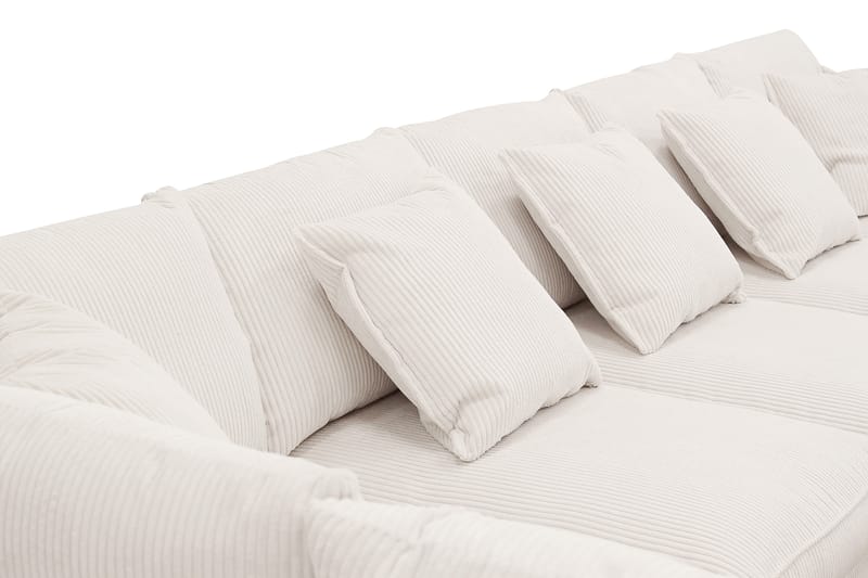 Rossita Lyx 6-seter Høyrevendt U-formet Ekstra dyp Sofa med Divan og Sjeselong i Kordfløyel - Naturhvit - Møbler - Sofaer - U-sofa