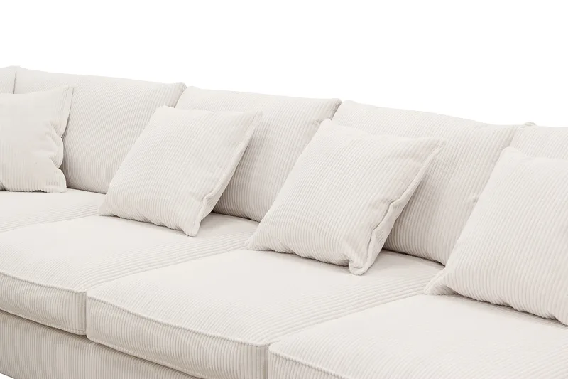 Rossita Lyx 6-seter Høyrevendt U-formet Ekstra dyp Sofa med Divan og Sjeselong i Kordfløyel - Naturhvit - Møbler - Sofaer - U-sofa