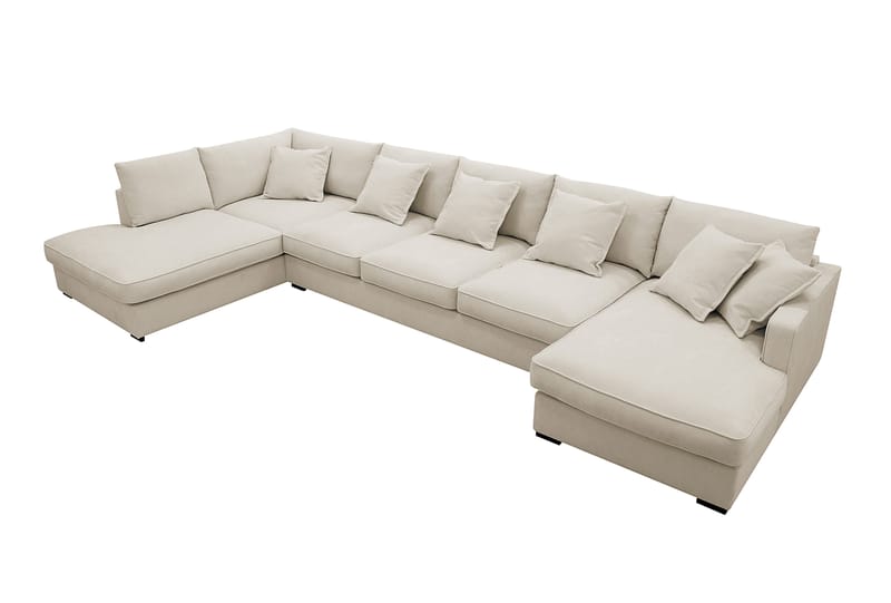 Rossita Lyx 6-seter Høyrevendt U-formet Ekstra dyp Sofa med Divan og Sjeselong i Stoff - Beige - Møbler - Sofaer - U-sofa