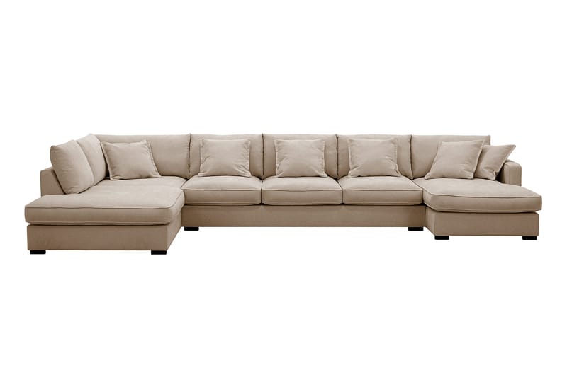 Rossita Lyx 6-seter Høyrevendt U-formet Ekstra dyp Sofa med Divan og Sjeselong i Stoff - Lys brun - Møbler - Sofaer - U-sofa