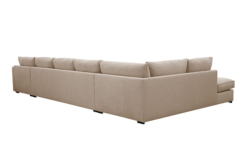 Rossita Lyx 6-seter Høyrevendt U-formet Ekstra dyp Sofa med Divan og Sjeselong i Stoff - Lys brun - Møbler - Sofaer - U-sofa