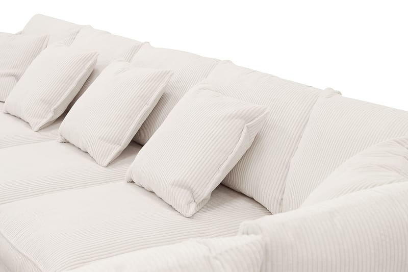 Rossita Lyx 6-seter Venstrevendt U-formet Ekstra dyp Sofa med Divan og Sjeselong i Kordfløyel - Naturhvit - Møbler - Sofaer - U-sofa