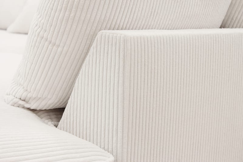 Rossita Lyx 6-seter Venstrevendt U-formet Ekstra dyp Sofa med Divan og Sjeselong i Kordfløyel - Naturhvit - Møbler - Sofaer - U-sofa