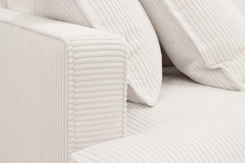 Rossita Lyx 6-seter Venstrevendt U-formet Ekstra dyp Sofa med Divan og Sjeselong i Kordfløyel - Naturhvit - Møbler - Sofaer - U-sofa
