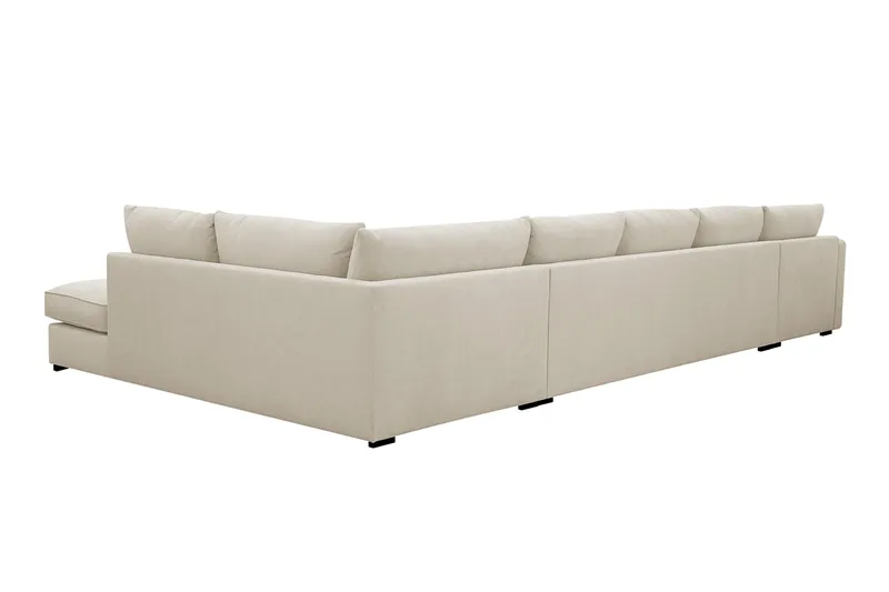 Rossita Lyx 6-seter Venstrevendt U-formet Ekstra dyp Sofa med Divan og Sjeselong i Stoff - Beige - Møbler - Sofaer - U-sofa