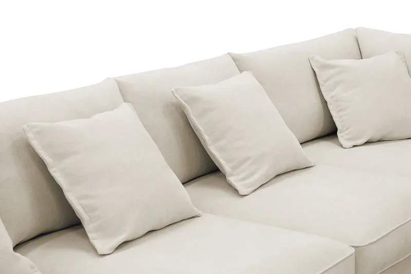 Rossita Lyx 6-seter Venstrevendt U-formet Ekstra dyp Sofa med Divan og Sjeselong i Stoff - Beige - Møbler - Sofaer - U-sofa