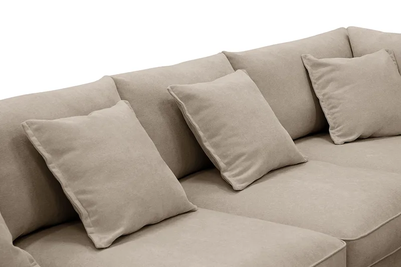 Rossita Lyx 6-seter Venstrevendt U-formet Ekstra dyp Sofa med Divan og Sjeselong i Stoff - Brun - Møbler - Sofaer - U-sofa