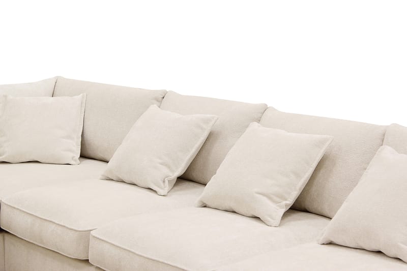 Rossita Lyx 6-seters høyrevendt U-formet ekstra dyp sofa med divan og sjeselong i chenille - Beige - Møbler - Sofaer - U-sofa