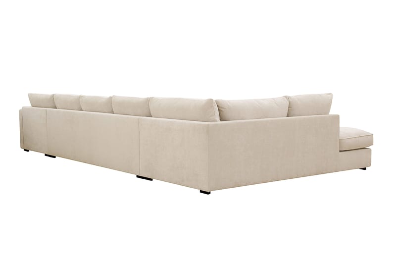 Rossita Lyx 6-seters høyrevendt U-formet ekstra dyp sofa med divan og sjeselong i chenille - Beige - Møbler - Sofaer - U-sofa