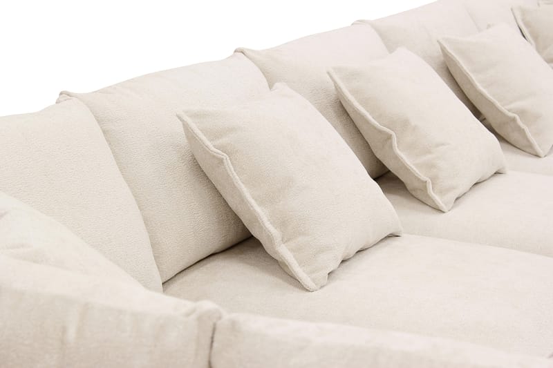 Rossita Lyx 6-seters høyrevendt U-formet ekstra dyp sofa med divan og sjeselong i chenille - Beige - Møbler - Sofaer - U-sofa