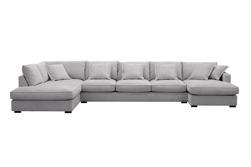 Rossita Lyx 6-seters høyrevendt U-formet ekstra dyp sofa med divan og sjeselong i chenille - Grå - Møbler - Sofaer - U-sofa
