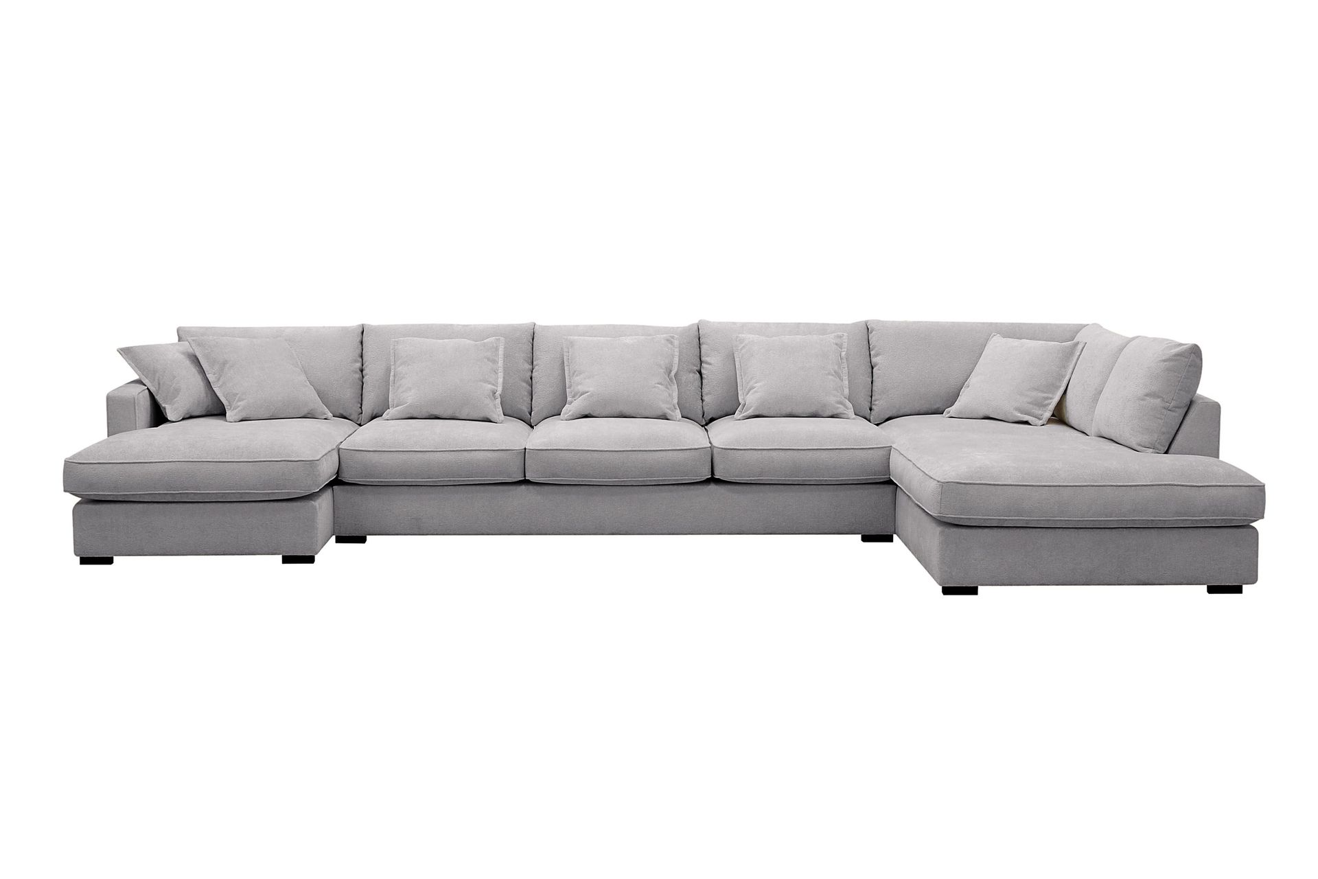 Rossita Lyx 6-seters høyrevendt U-formet ekstra dyp sofa med divan og sjeselong i chenille - Grå