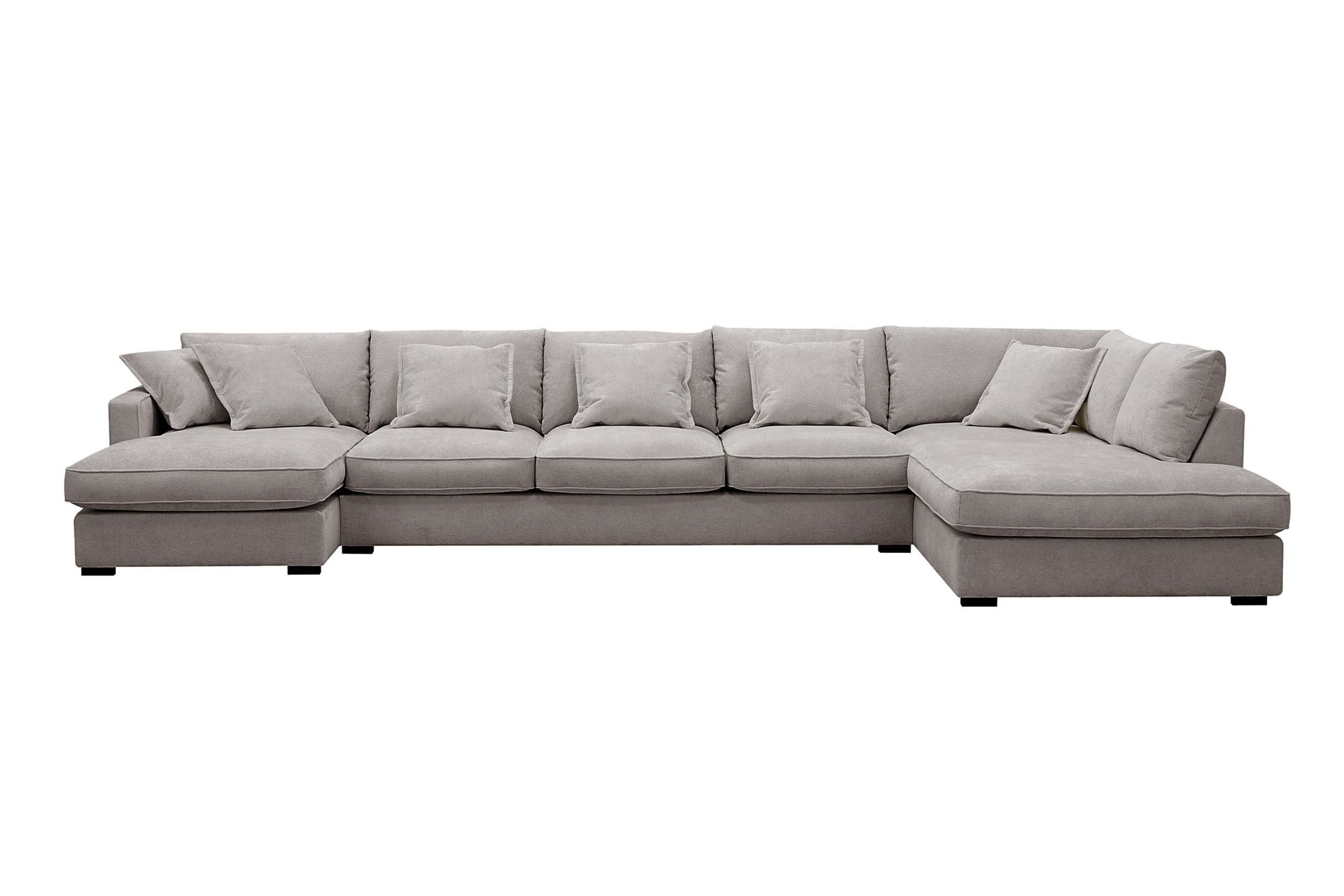 Rossita Lyx 6-seters høyrevendt U-formet ekstra dyp sofa med divan og sjeselong i chenille - Grå/Brun