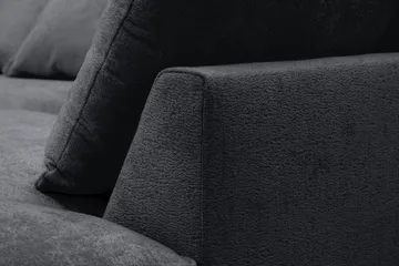 Rossita Lyx 6-seters høyrevendt U-formet ekstra dyp sofa med divan og sjeselong i chenille - Trenza 01, Svart Chenille - Møbler - Sofaer - U-sofa
