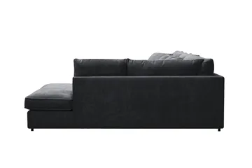 Rossita Lyx 6-seters høyrevendt U-formet ekstra dyp sofa med divan og sjeselong i chenille - Trenza 01, Svart Chenille - Møbler - Sofaer - U-sofa