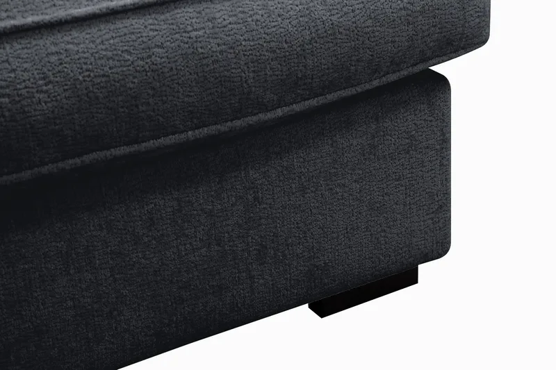 Rossita Lyx 6-seters høyrevendt U-formet ekstra dyp sofa med divan og sjeselong i chenille - Trenza 01, Svart Chenille - Møbler - Sofaer - U-sofa
