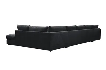 Rossita Lyx 6-seters høyrevendt U-formet ekstra dyp sofa med divan og sjeselong i chenille - Trenza 01, Svart Chenille - Møbler - Sofaer - U-sofa