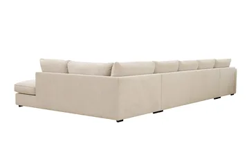 Rossita Lyx 6-seters høyrevendt U-formet ekstra dyp sofa med divan og sjeselong i chenille - Trenza 06, Beige Chenille - Møbler - Sofaer - U-sofa