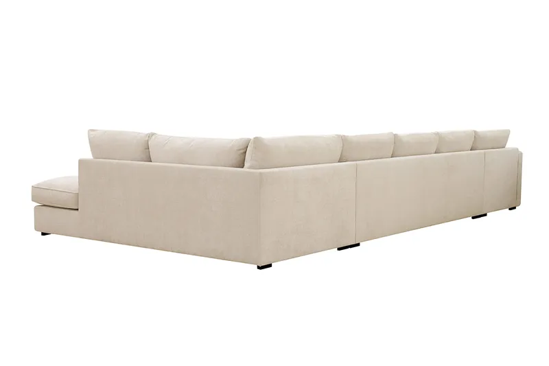Rossita Lyx 6-seters høyrevendt U-formet ekstra dyp sofa med divan og sjeselong i chenille - Trenza 06, Beige Chenille - Møbler - Sofaer - U-sofa