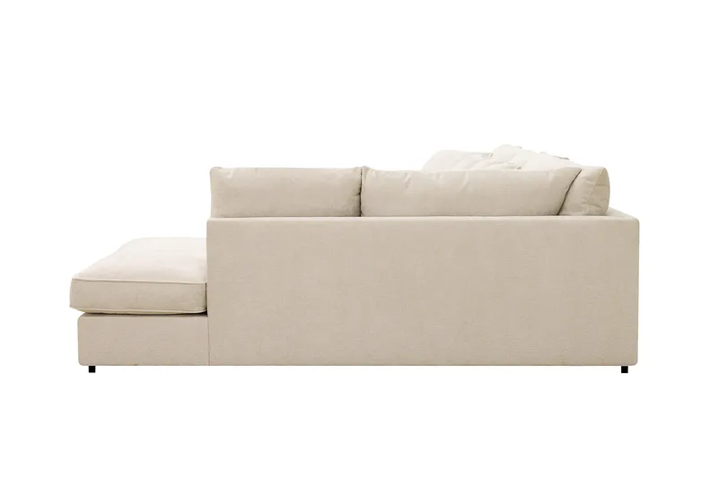 Rossita Lyx 6-seters høyrevendt U-formet ekstra dyp sofa med divan og sjeselong i chenille - Trenza 06, Beige Chenille - Møbler - Sofaer - U-sofa
