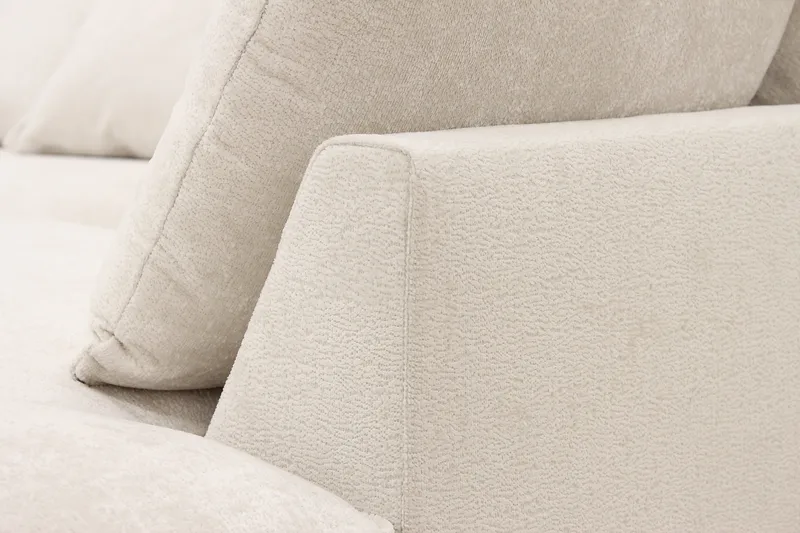 Rossita Lyx 6-seters høyrevendt U-formet ekstra dyp sofa med divan og sjeselong i chenille - Trenza 06, Beige Chenille - Møbler - Sofaer - U-sofa
