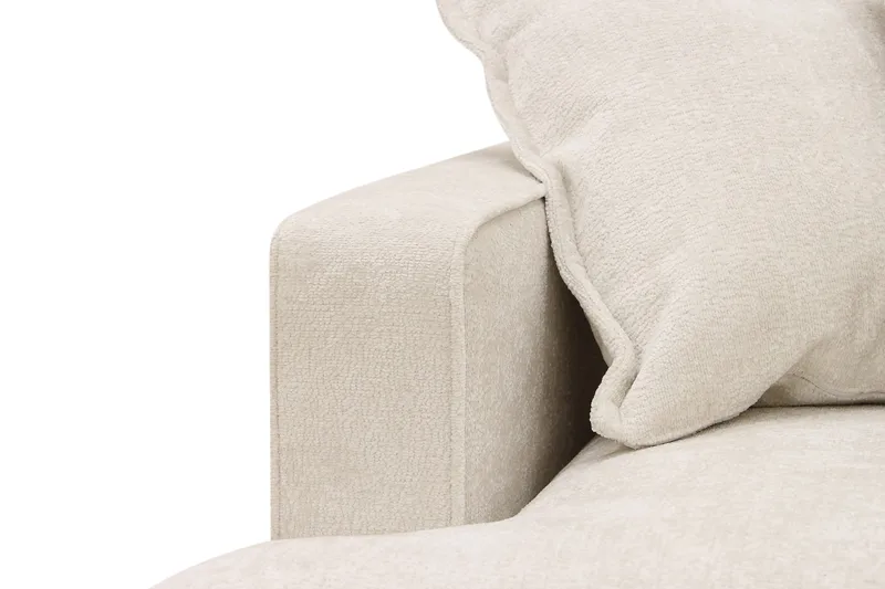 Rossita Lyx 6-seters høyrevendt U-formet ekstra dyp sofa med divan og sjeselong i chenille - Trenza 06, Beige Chenille - Møbler - Sofaer - U-sofa