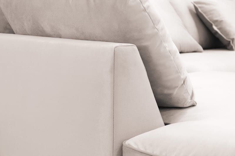 Rossita Lyx 6-seters høyrevendt U-formet ekstra dyp sofa med divan og sjeselong i fløyel - Beige - Møbler - Sofaer - U-sofa