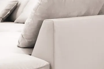 Rossita Lyx 6-seters høyrevendt U-formet ekstra dyp sofa med divan og sjeselong i fløyel - Beige - Møbler - Sofaer - U-sofa