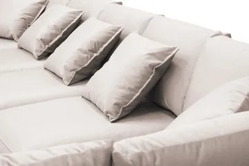 Rossita Lyx 6-seters høyrevendt U-formet ekstra dyp sofa med divan og sjeselong i fløyel - Beige - Møbler - Sofaer - U-sofa