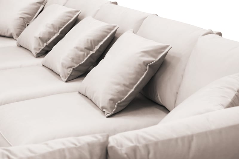 Rossita Lyx 6-seters høyrevendt U-formet ekstra dyp sofa med divan og sjeselong i fløyel - Beige - Møbler - Sofaer - U-sofa