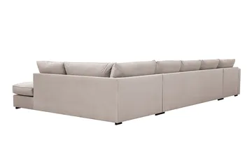 Rossita Lyx 6-seters høyrevendt U-formet ekstra dyp sofa med divan og sjeselong i fløyel - Beige - Møbler - Sofaer - U-sofa